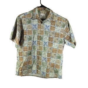 Pierre. Cardin Men's Short Sleeve Shirt Size XL brown Tan Gray Beach Golf